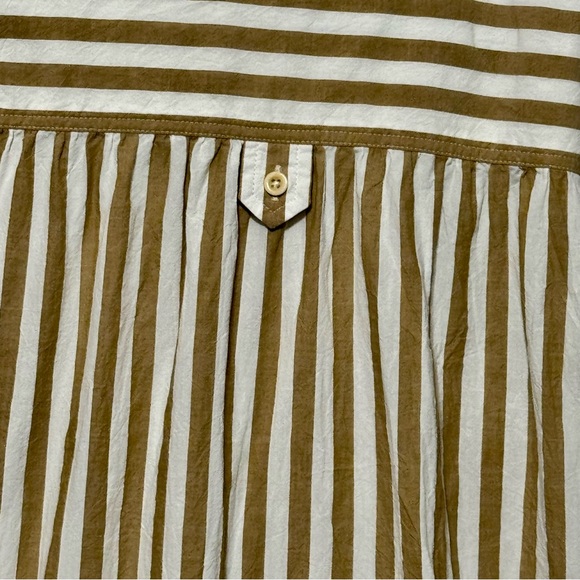 Madewell Collared Button Front Mini Tan Striped Cotton Poplin Shirt Dress XS - Picture 12 of 15